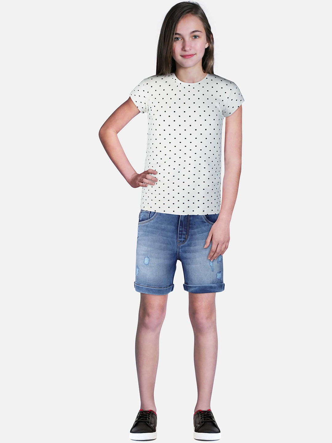 

Gini and Jony Girls Washed Denim Regular Fit Shorts, Blue