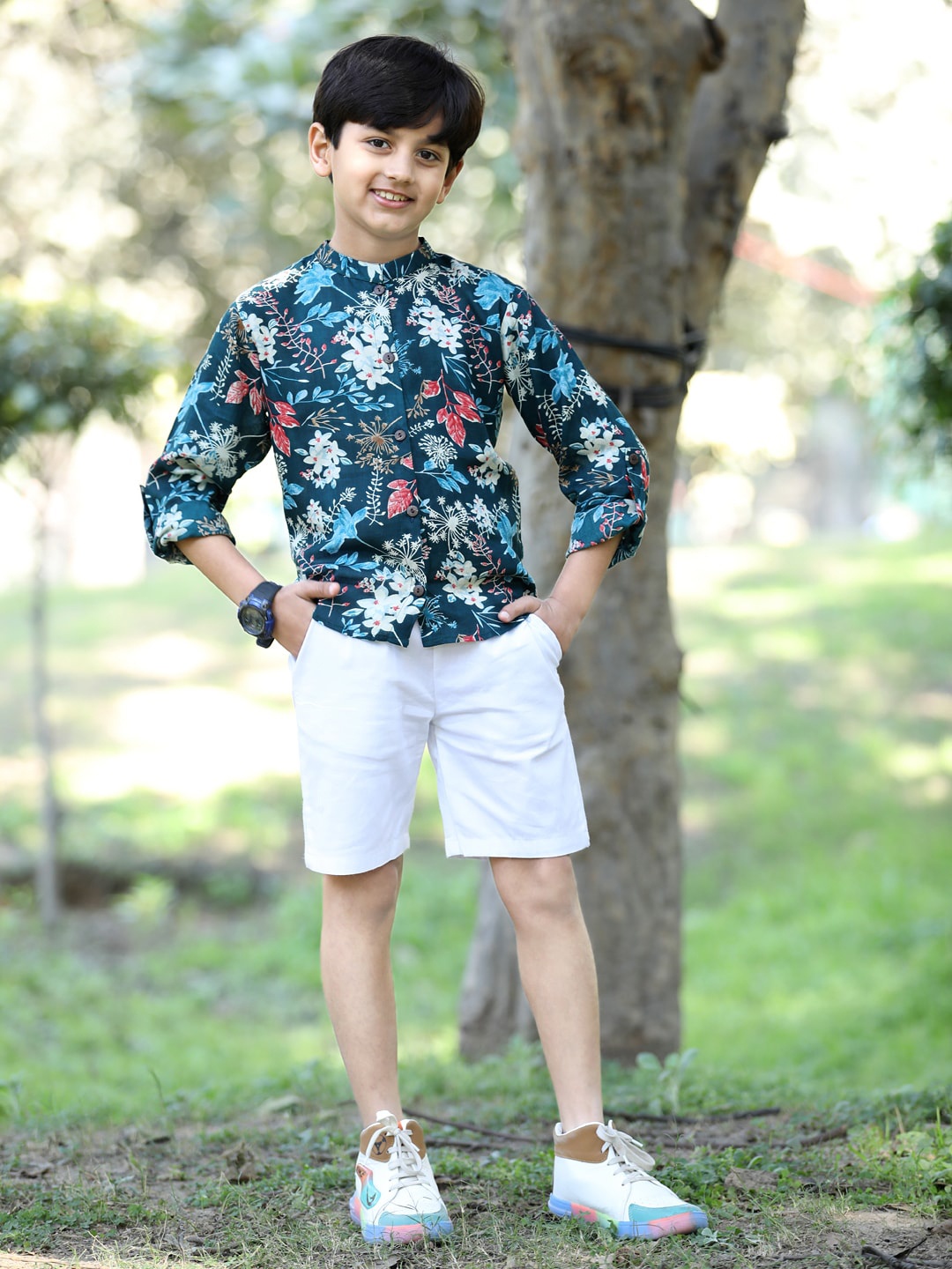 

Cutiekins Boys Printed Shirt & Shorts, Teal