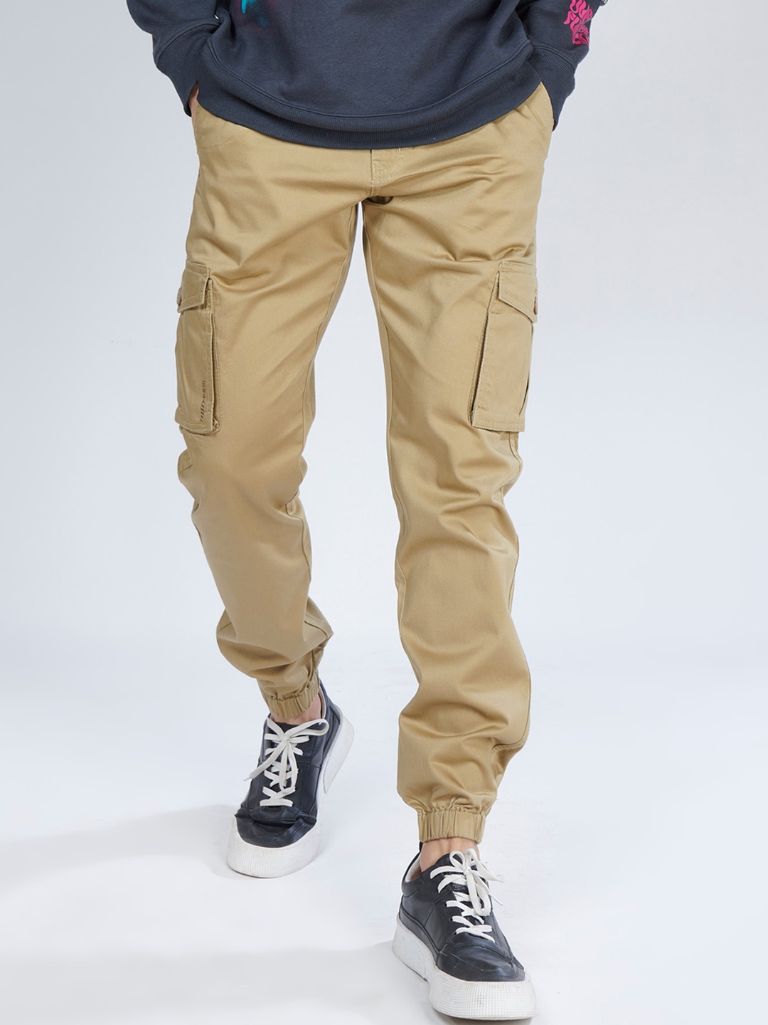 

MARK & ALBERT Men Urban Slim Fit Cotton Cargos Trousers, Khaki