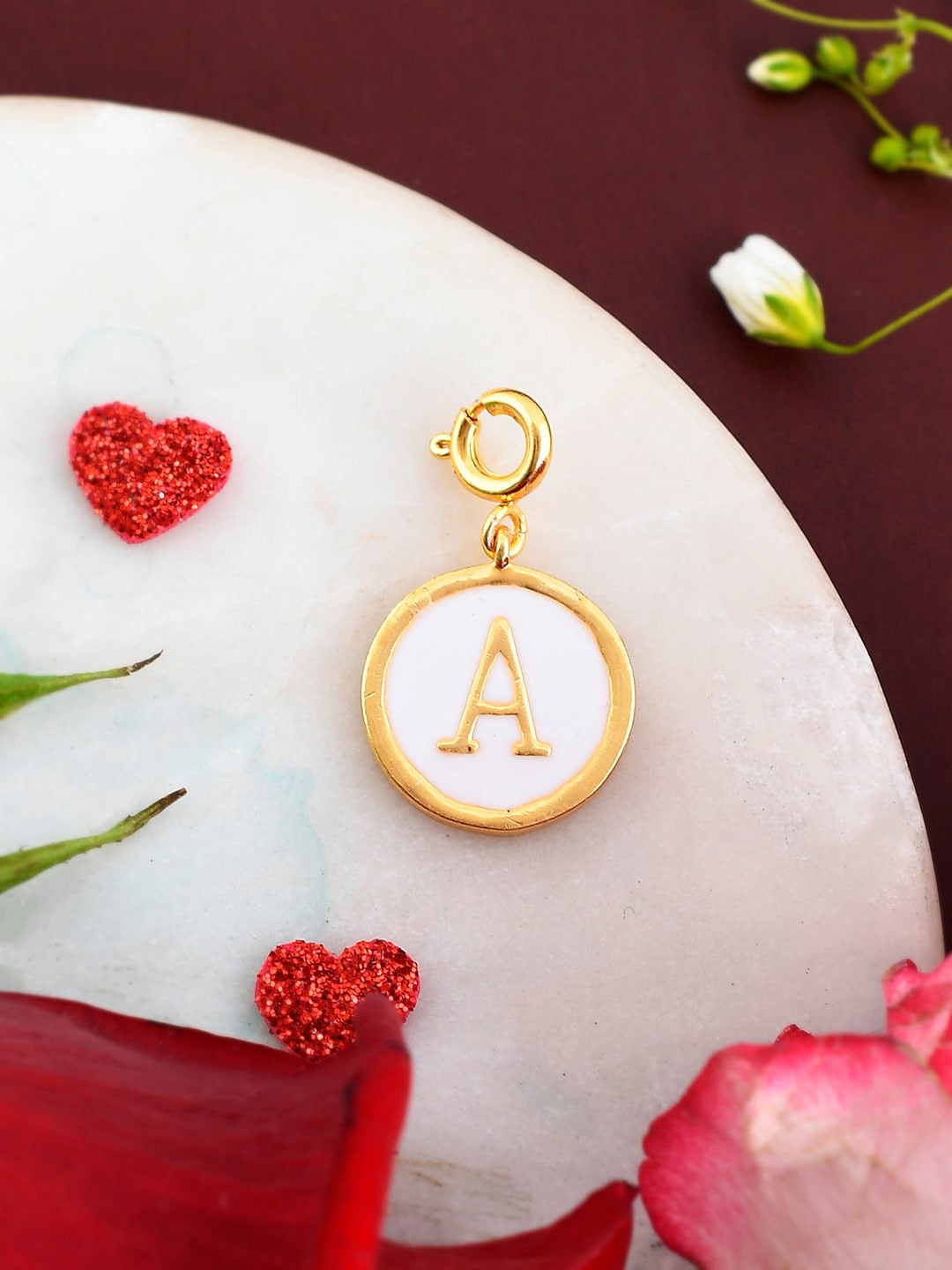 

Voylla Valentine's Day Collection Gold Plated Alphabet A Pendant With Chain, White