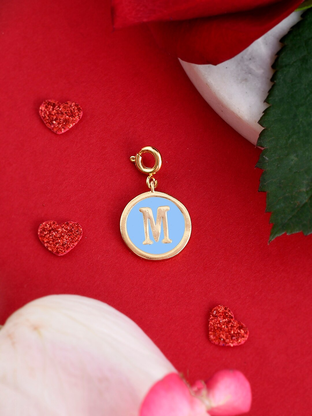 

Voylla Valentine's Day Collection Alphabet M Enamel Charm, Gold