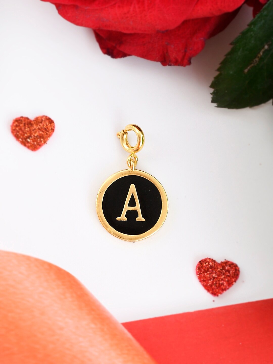 

Voylla Valentine's Day Collection Alphabet A Enamel Charm, Gold