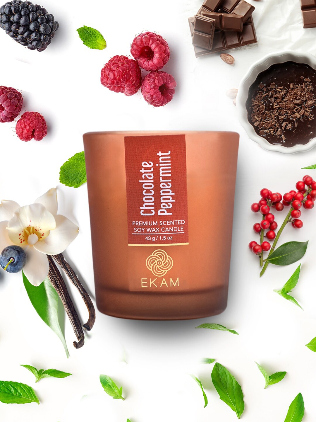 

Ekam Brown 3 Pieces Brown Chocolate Peppermint Scented Candle Jars