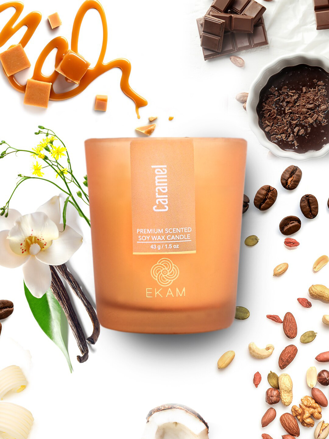 

Ekam Orange 3 Pieces Soy Wax & Glass Caramel Scented Candle Jars