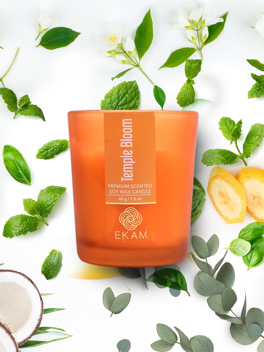 

Ekam Orange 3 Pieces Soy Wax & Glass Temple Bloom Scented Candle Jars