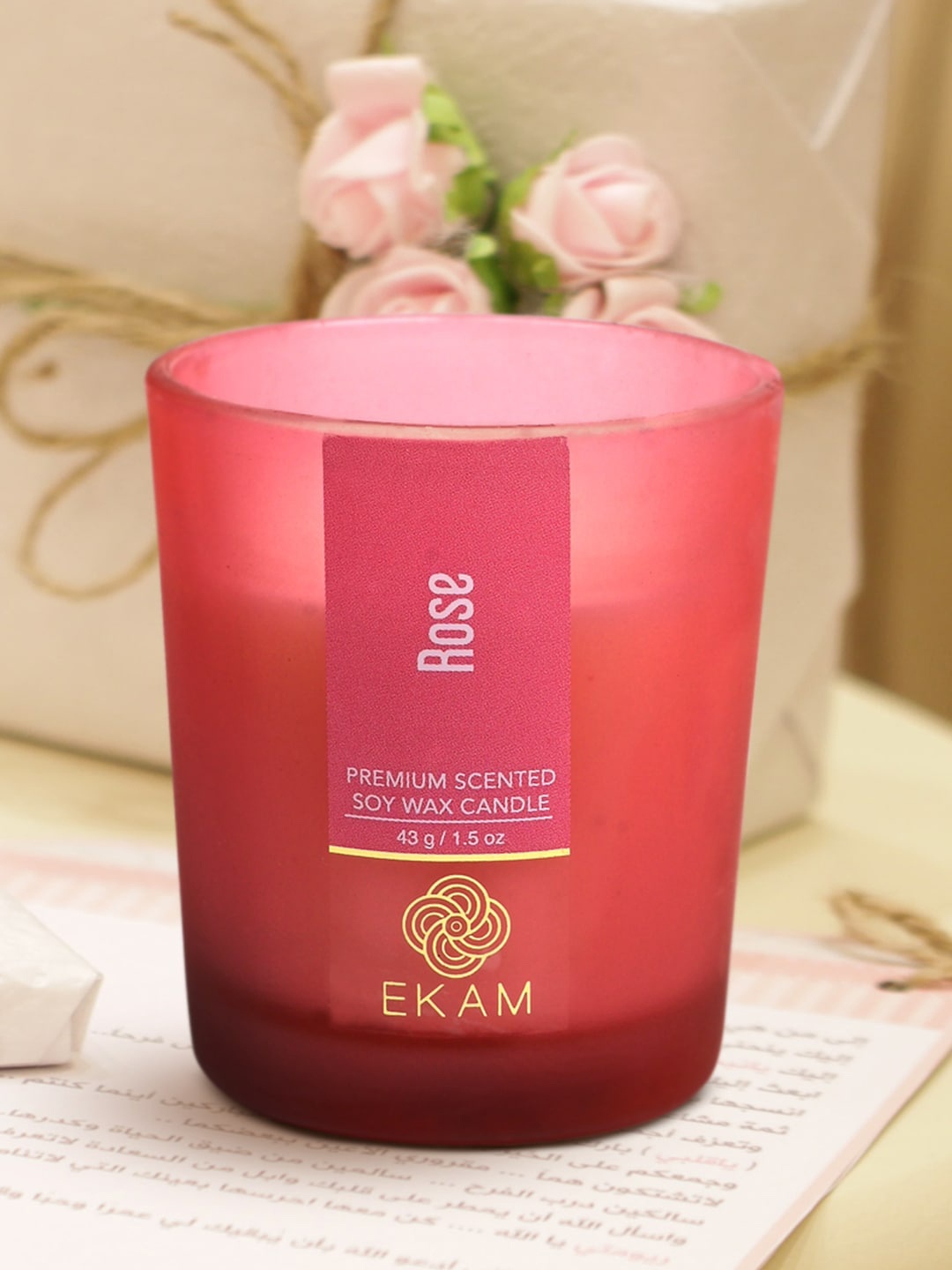 

Ekam Pink 3 Pieces Pink Rose Scented Candle Jars