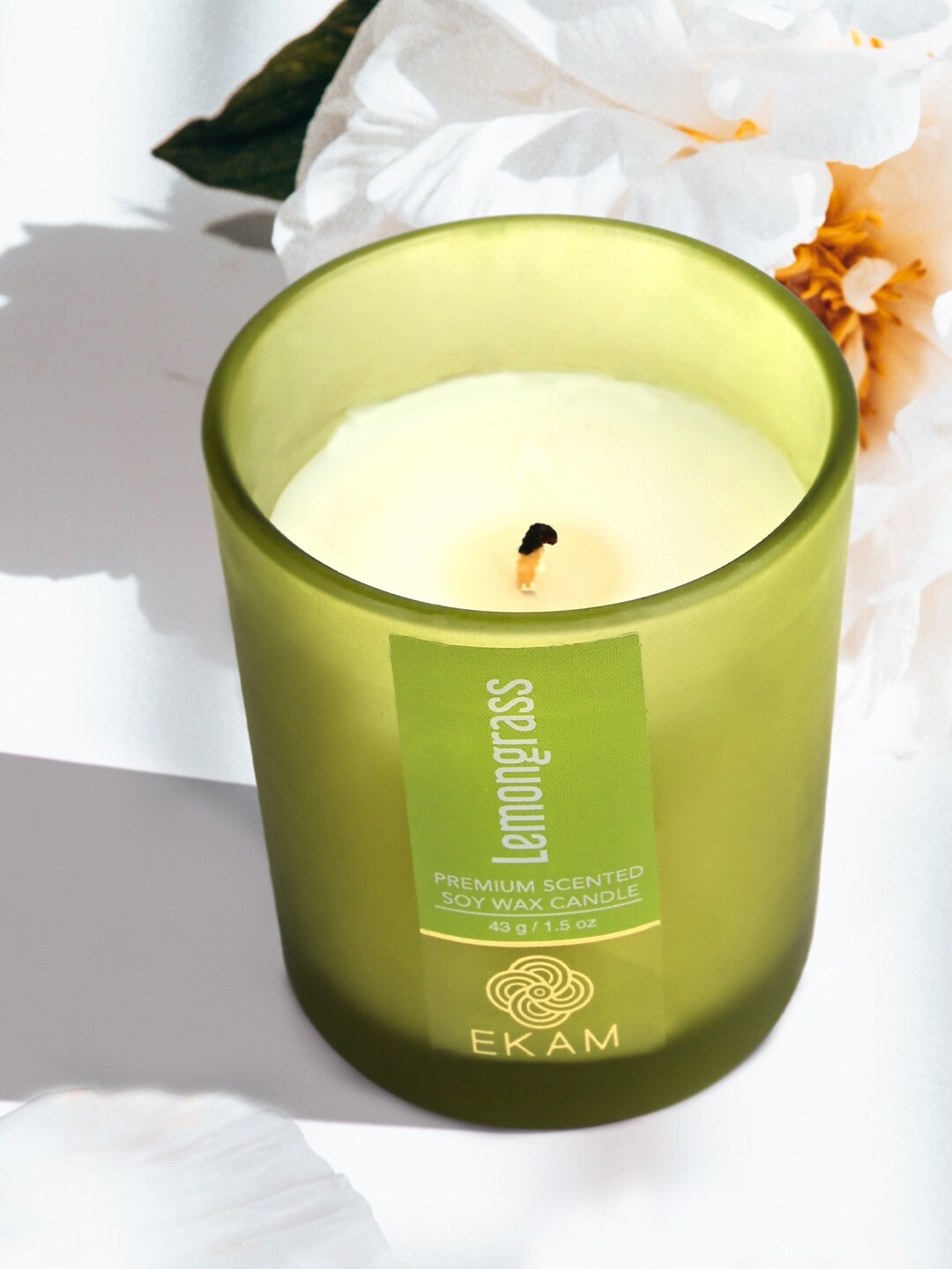 

Ekam Green 3 Pieces Soya Wax & Glass Lemongrass Scented Candle Jars