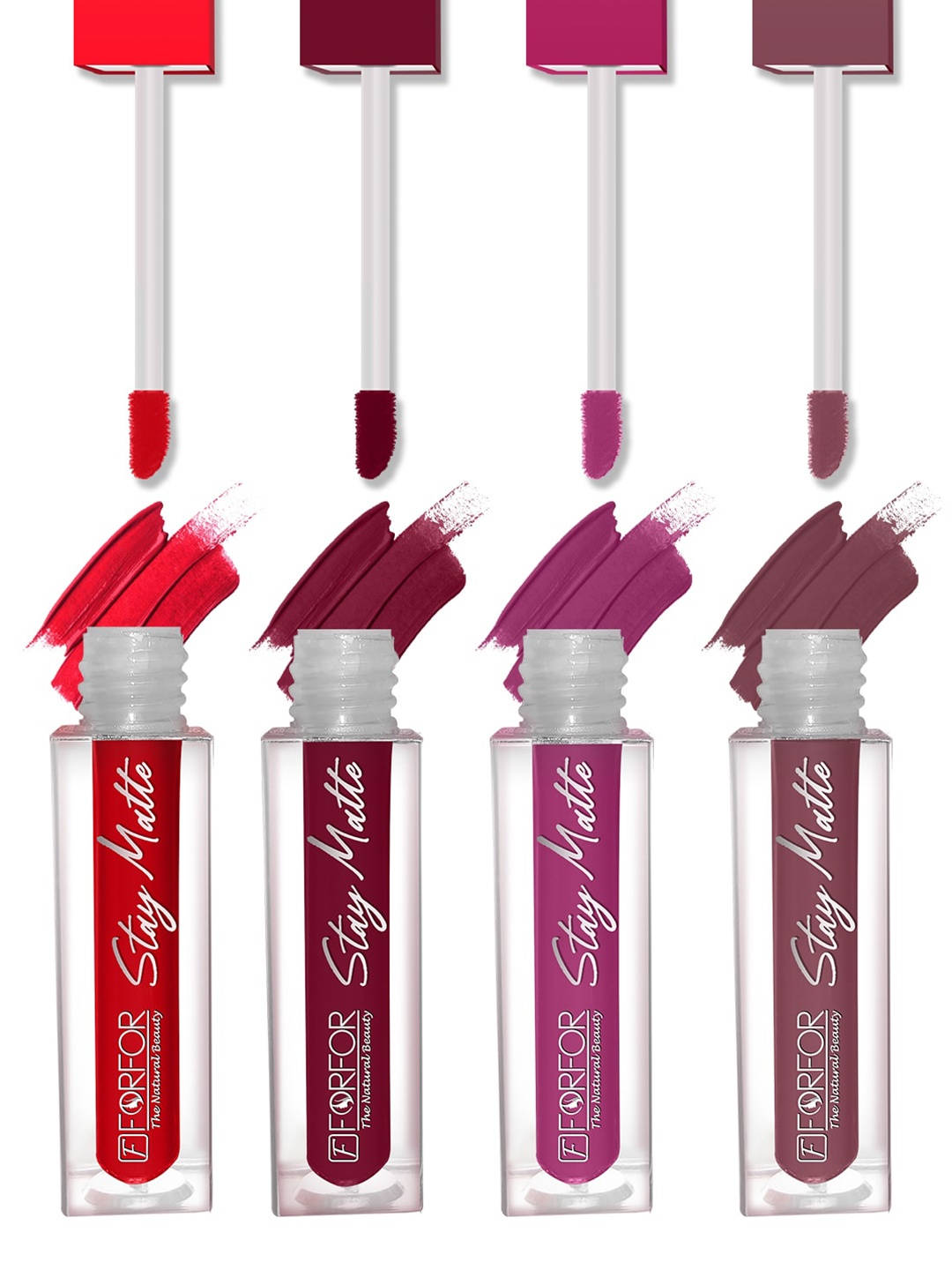 

FORFOR Set of 4 Stay Matte Waterproof & Long Lasting Mini Liquid Lipsticks - 2.5 ml each, Multi