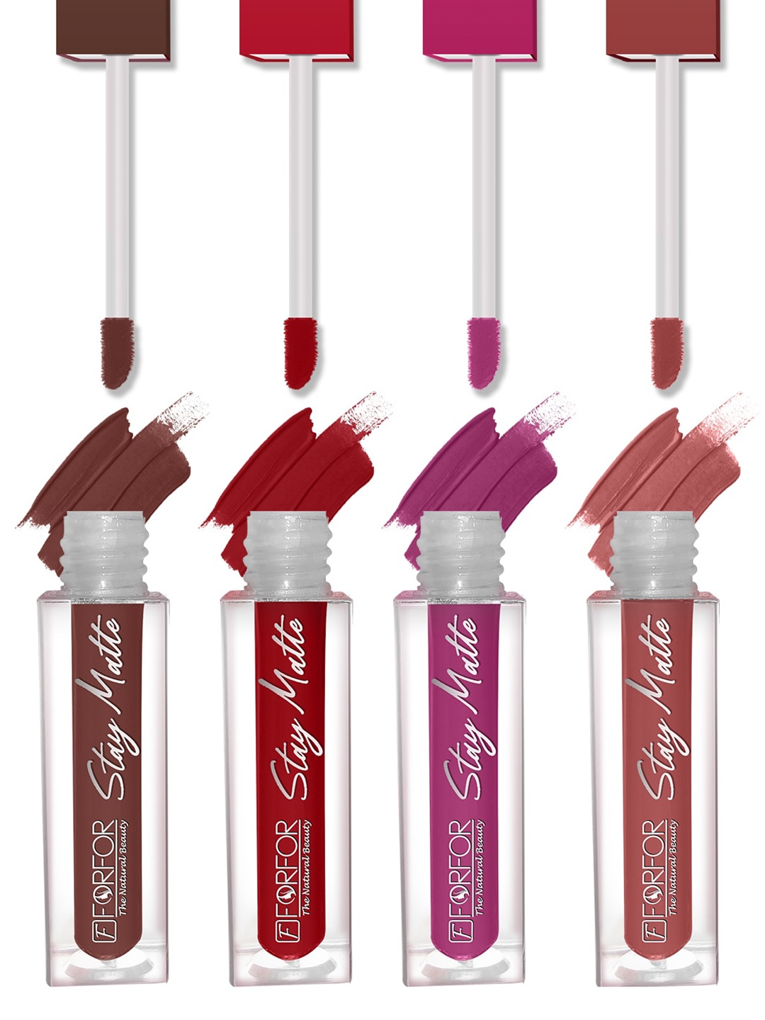

FORFOR Set of 4 Stay Matte Waterproof & Long Lasting Mini Liquid Lipsticks - 2.5 ml each, Multi