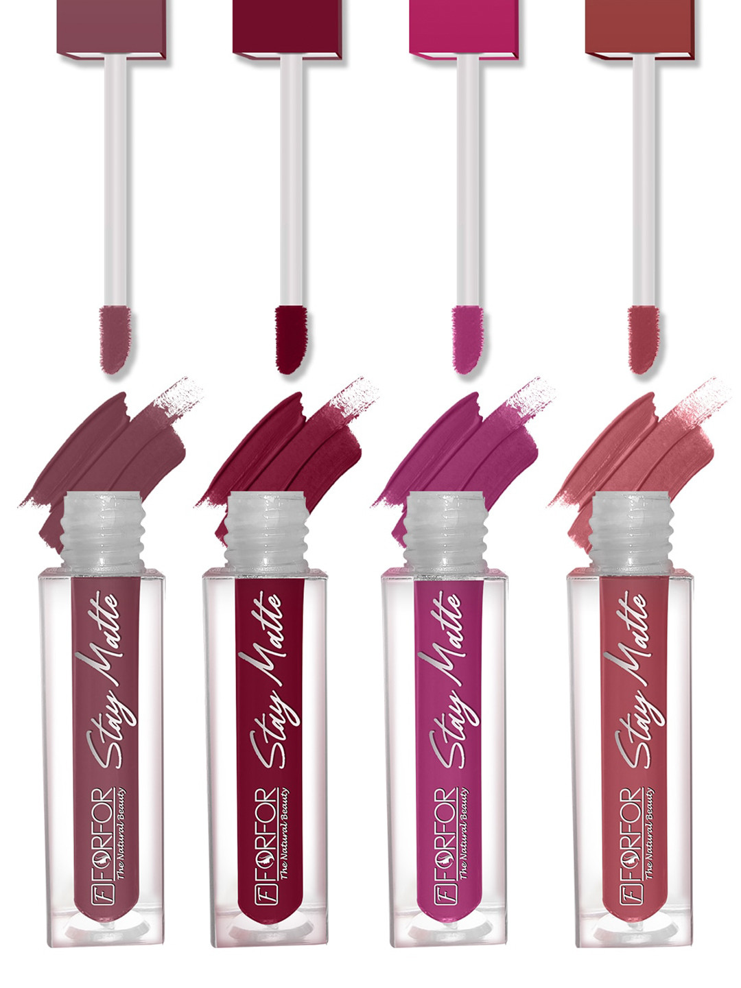 

FORFOR Set of 4 Stay Matte Waterproof & Long Lasting Mini Liquid Lipsticks - 2.5 ml each, Maroon