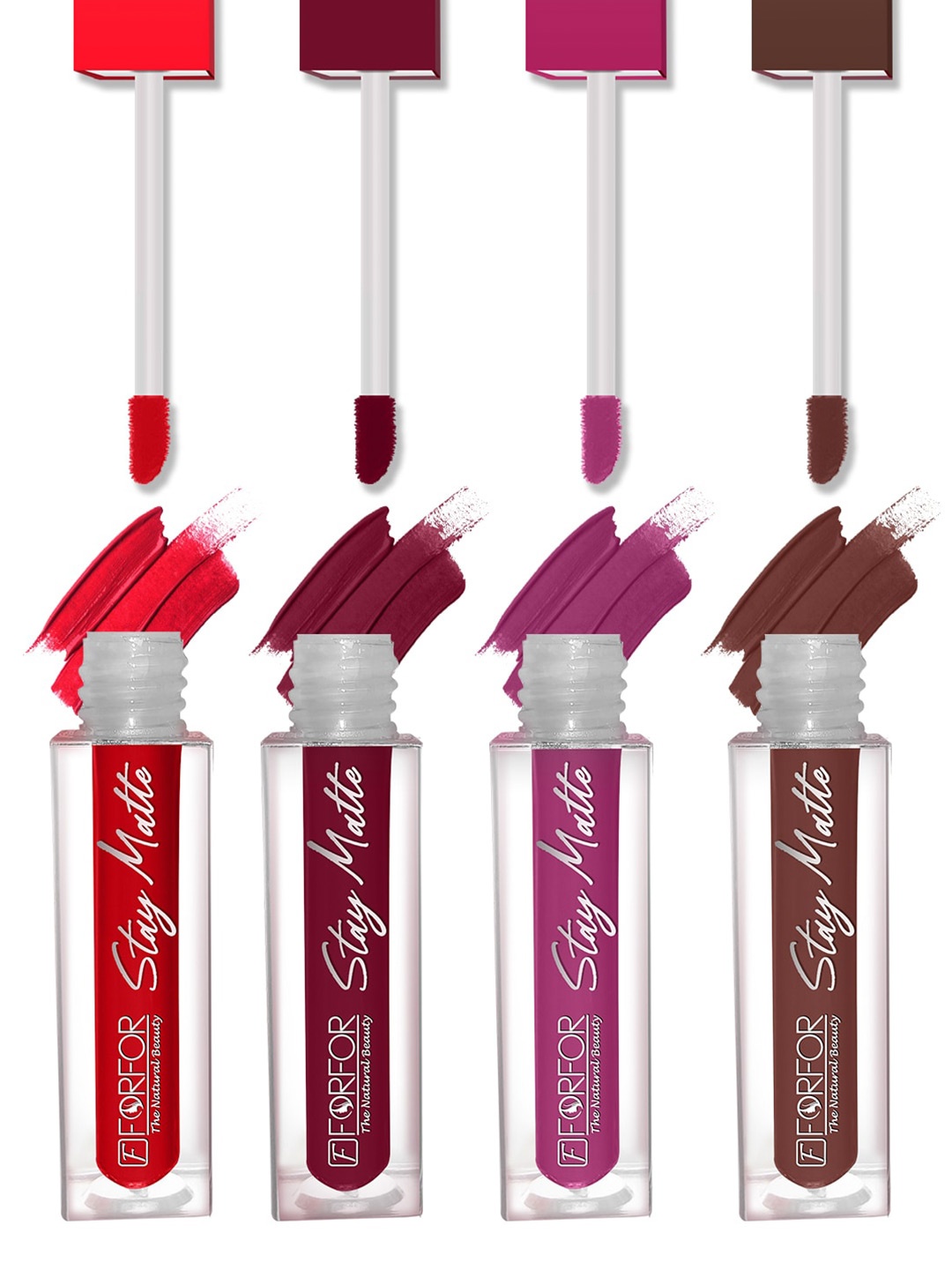 

FORFOR Set of 4 Stay Matte Waterproof & Long Lasting Mini Liquid Lipsticks - 2.5 ml each, Multi