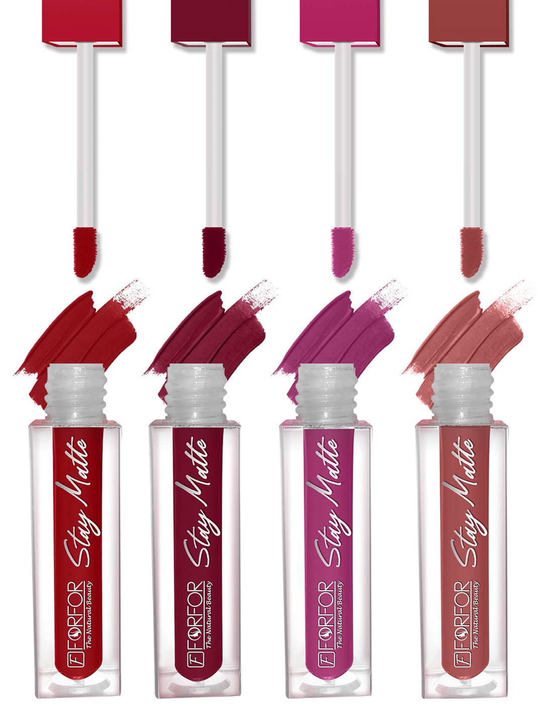 

FORFOR Set of 4 Stay Matte Waterproof & Long Lasting Mini Liquid Lipsticks - 2.5 ml each, Multi