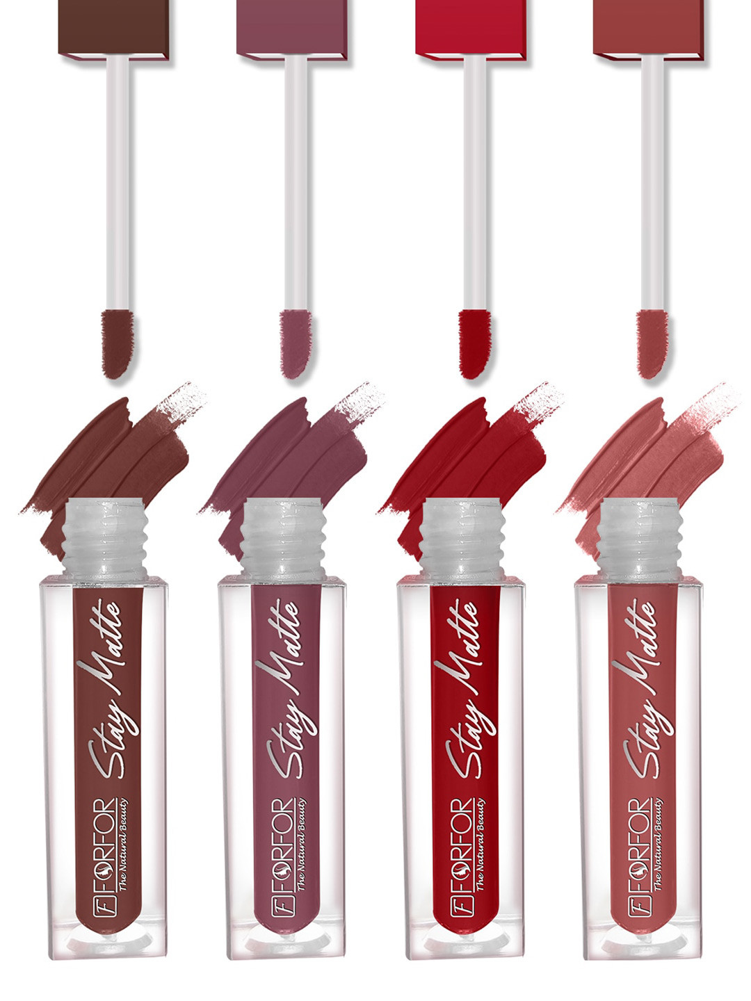 

FORFOR Set of 4 Stay Matte Waterproof & Long Lasting Mini Liquid Lipsticks - 2.5 ml each, Multi