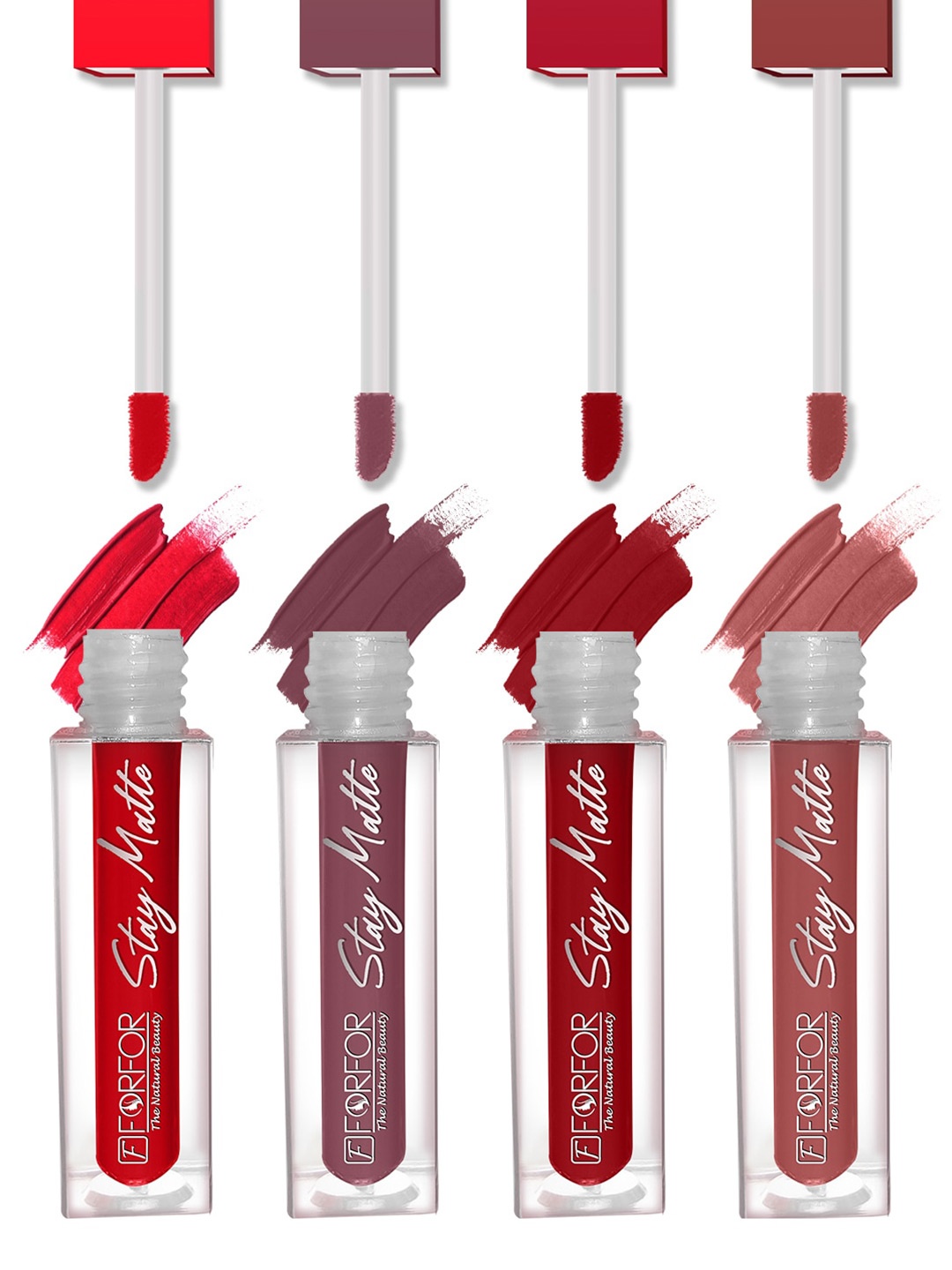 

FORFOR Set of 4 Stay Matte Waterproof & Long Lasting Mini Liquid Lipsticks - 2.5 ml each, Multi