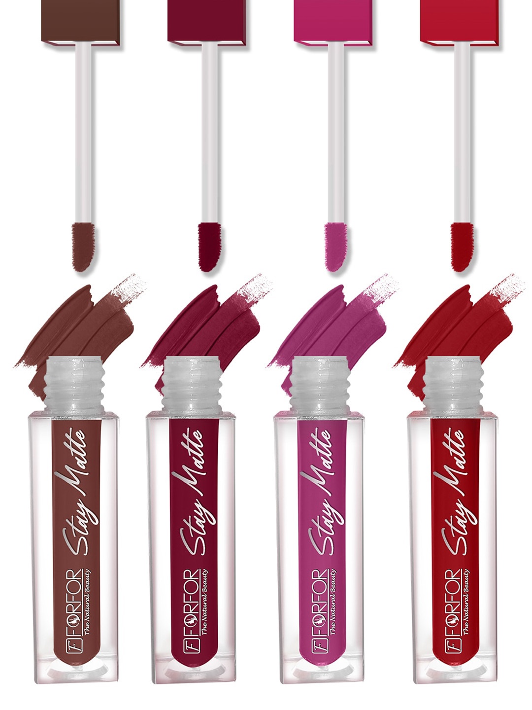 

FORFOR Set of 4 Stay Matte Waterproof & Long Lasting Mini Liquid Lipsticks - 2.5 ml each, Multi