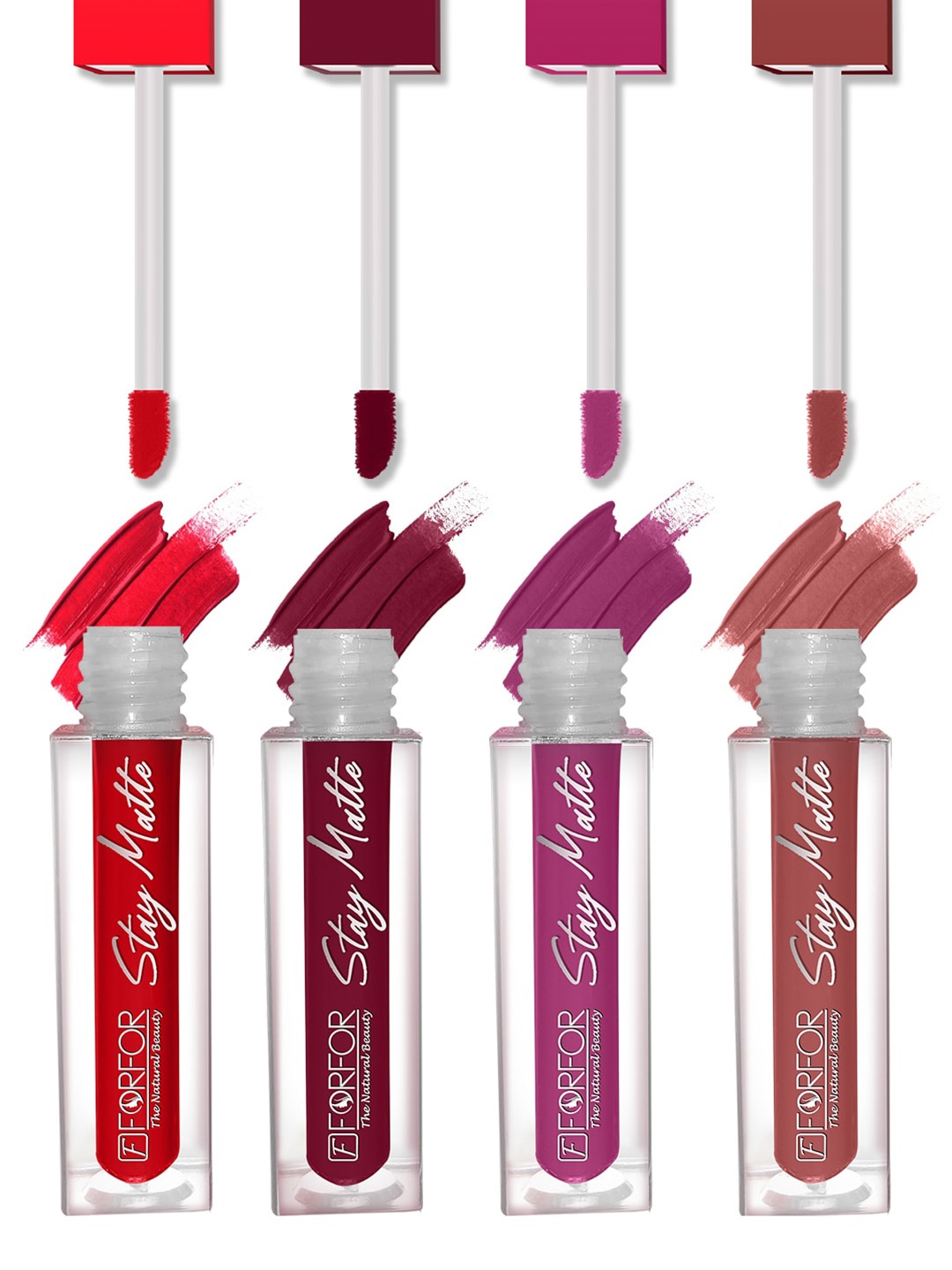 

FORFOR Set of 4 Stay Matte Waterproof & Long Lasting Mini Liquid Lipsticks - 2.5 ml each, Multi
