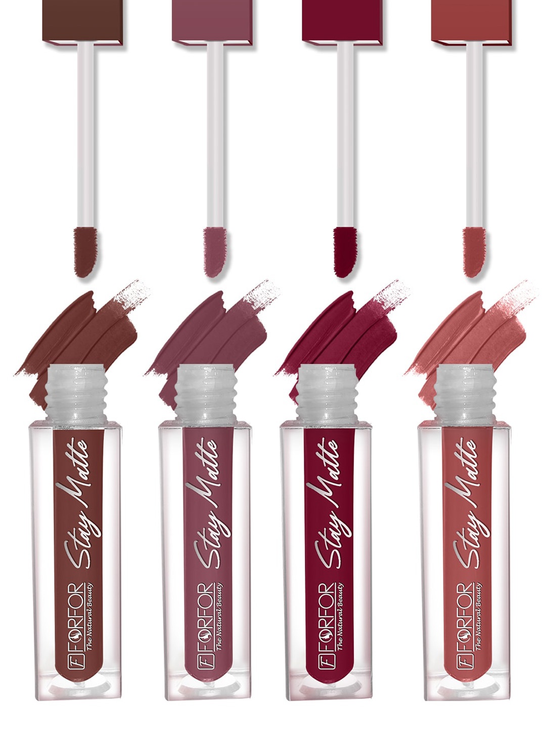 

FORFOR Set of 4 Stay Matte Waterproof & Long Lasting Mini Liquid Lipsticks - 2.5 ml each, Multi