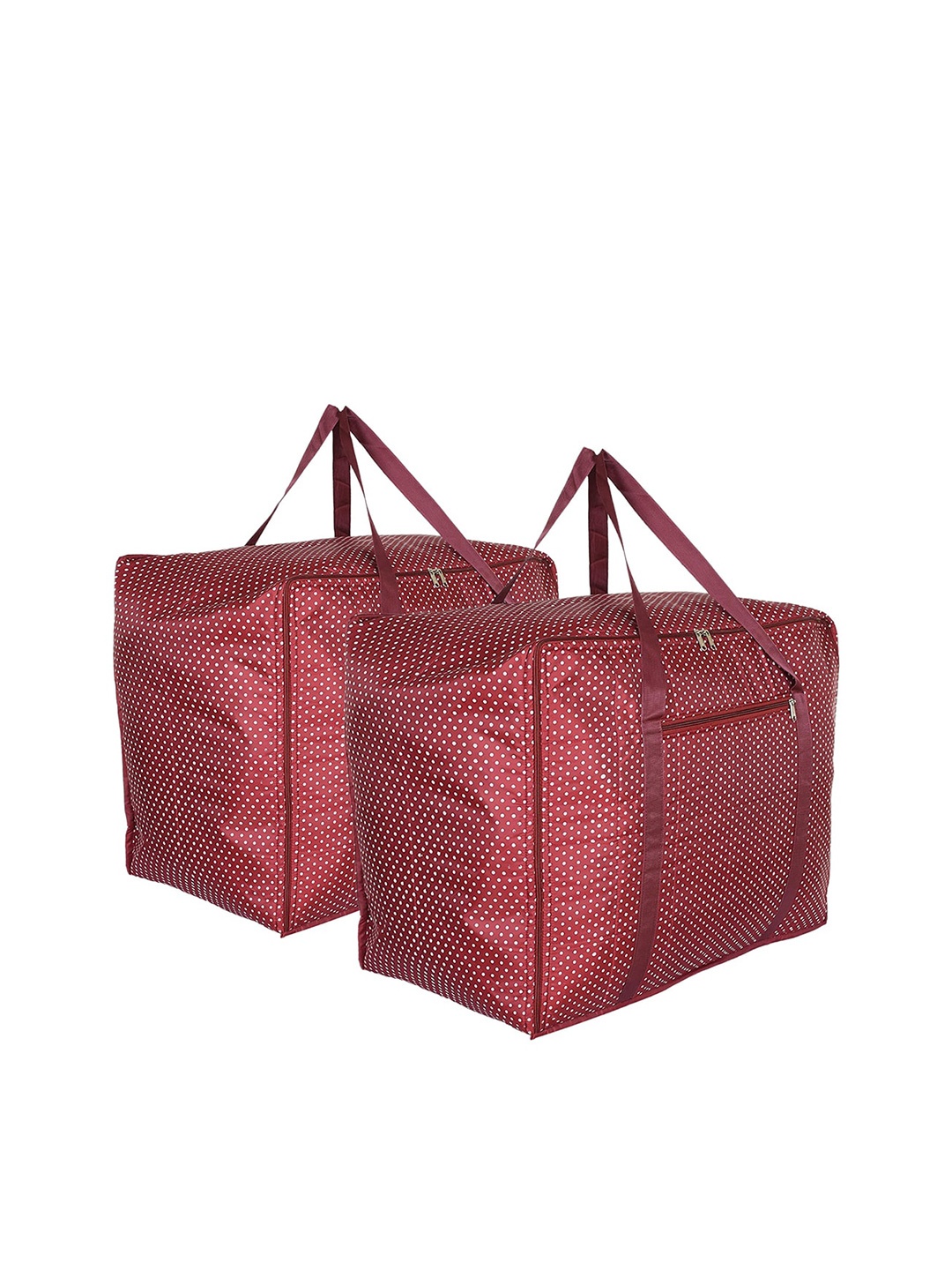 

Kuber Industries Pack Of 2 Printed Foldable Travel Duffel Bags, Maroon