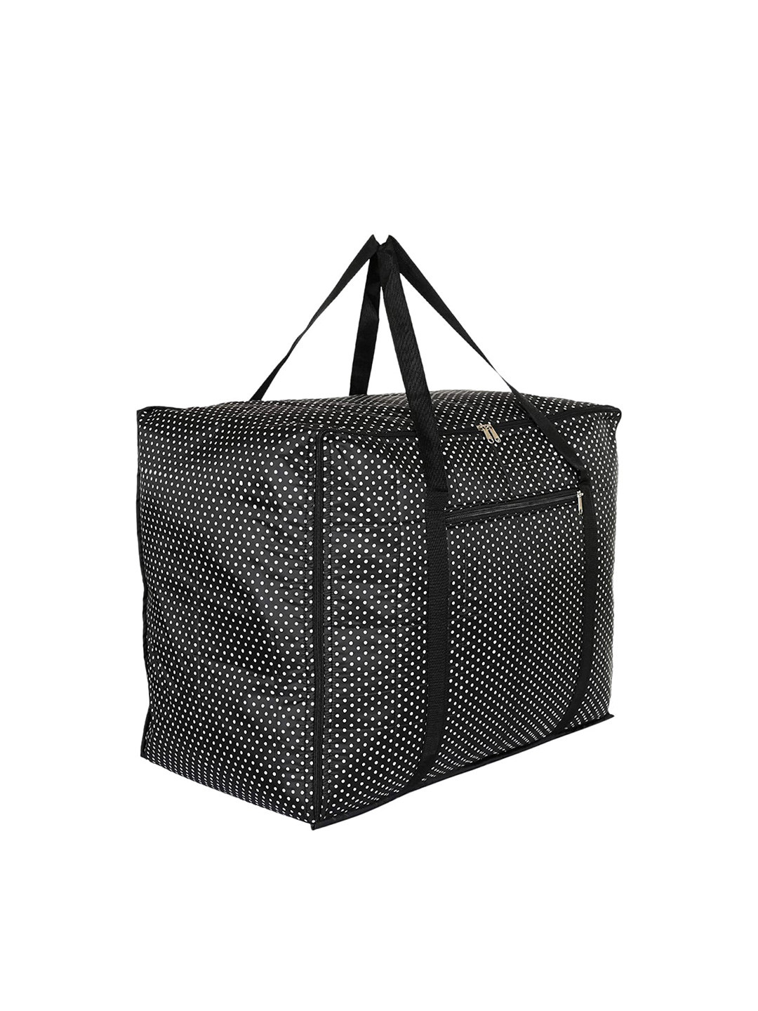 

Kuber Industries Polka Dot Printed Large Size Foldable Duffle Bag, Black
