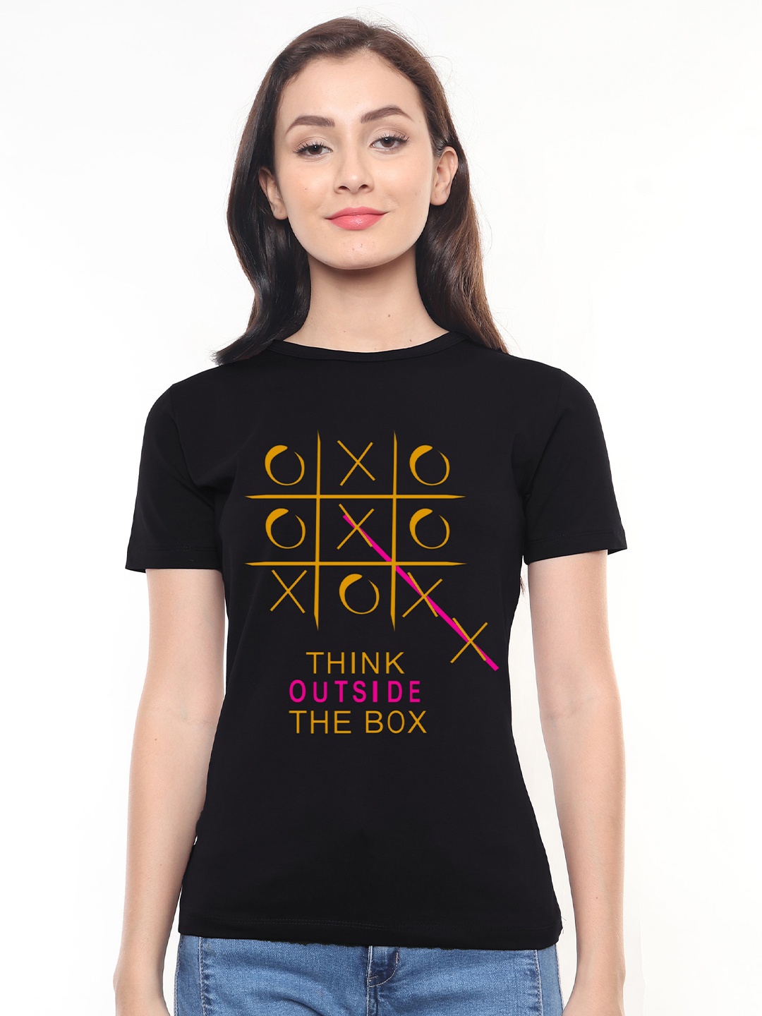 

XOXO Design Typography Printed Cotton T-shirt, Black