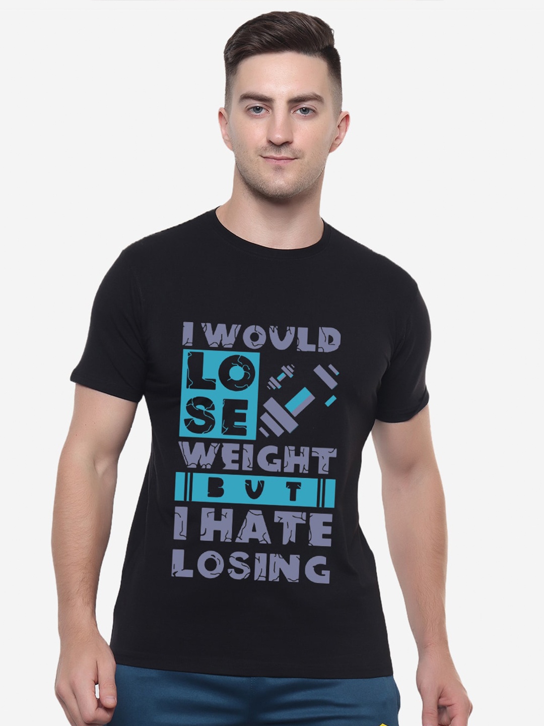 

XOXO Design Typography Printed Cotton T-shirt, Black