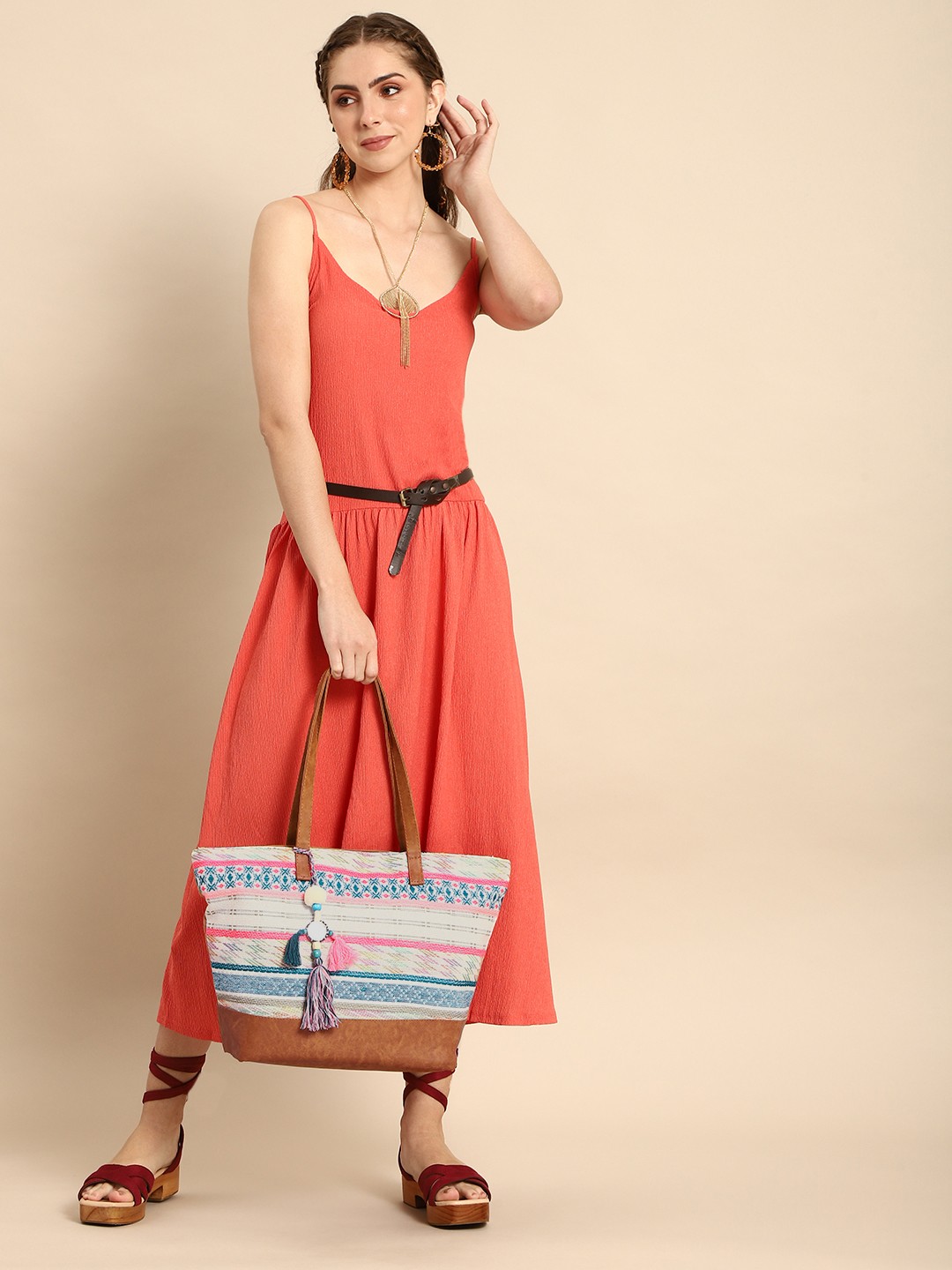 

Sangria Embroidered Shoulder Bag with Mirror Work & Tassel, Multi
