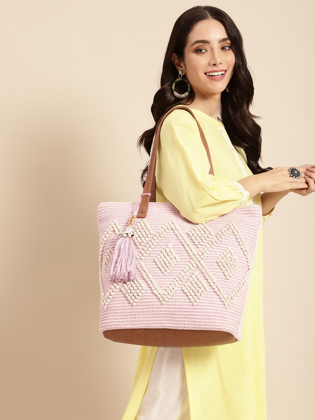 

Anouk Women Self Design Shoulder Bag, Pink