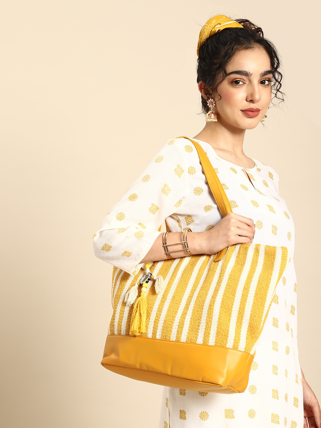 

Anouk Striped Shoulder Bag, Yellow