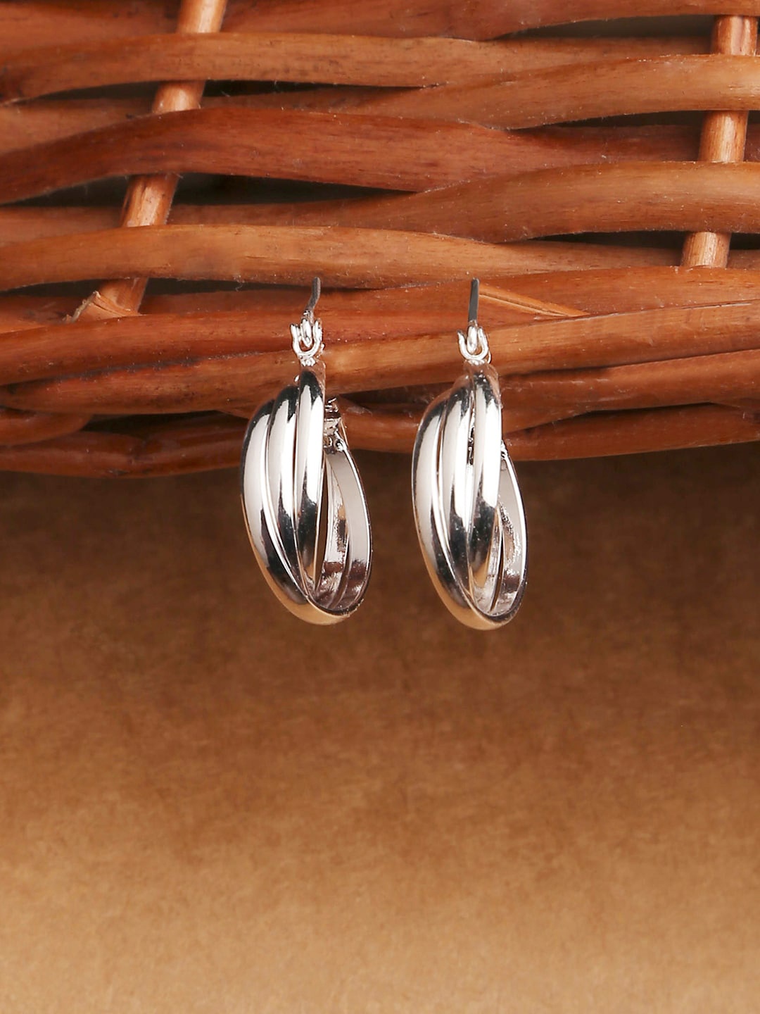 

Accessorize Women Silver-Plated Circular Twisted Hoop Earrings