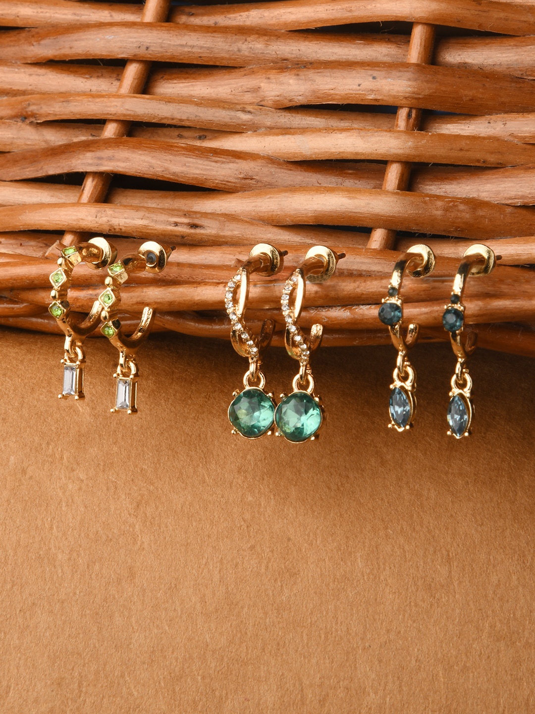 

Accessorize London Women's Blue Sparkle set of 3 Huggie Hoop Earring Pack