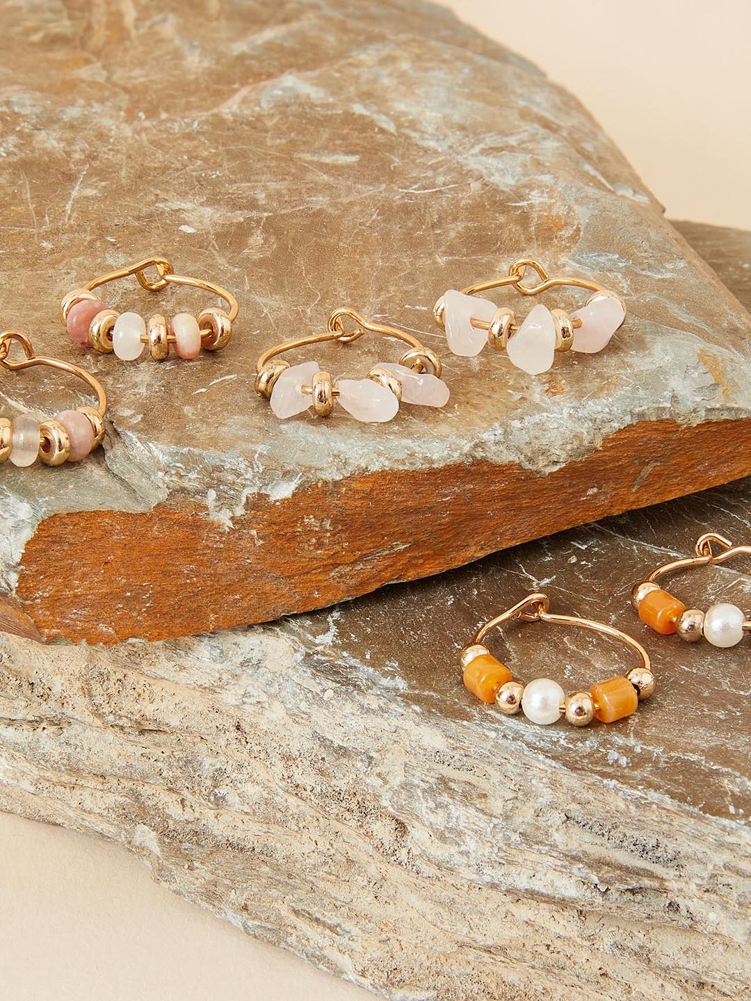 

Accessorize Set Of 3 Beads Studded Hoop Earrings, Orange