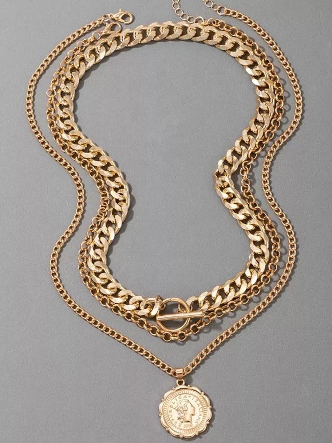 

Jewels Galaxy Brass Gold-Plated Layered Necklace