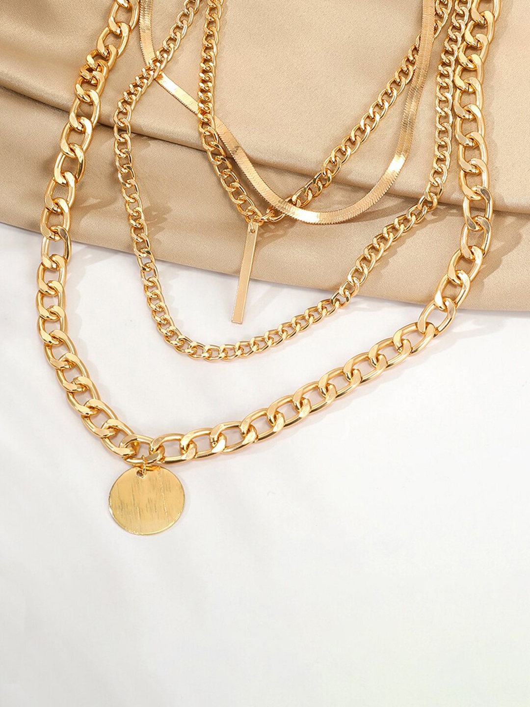 

Jewels Galaxy Gold-Toned Brass Gold-Plated Layered Necklace