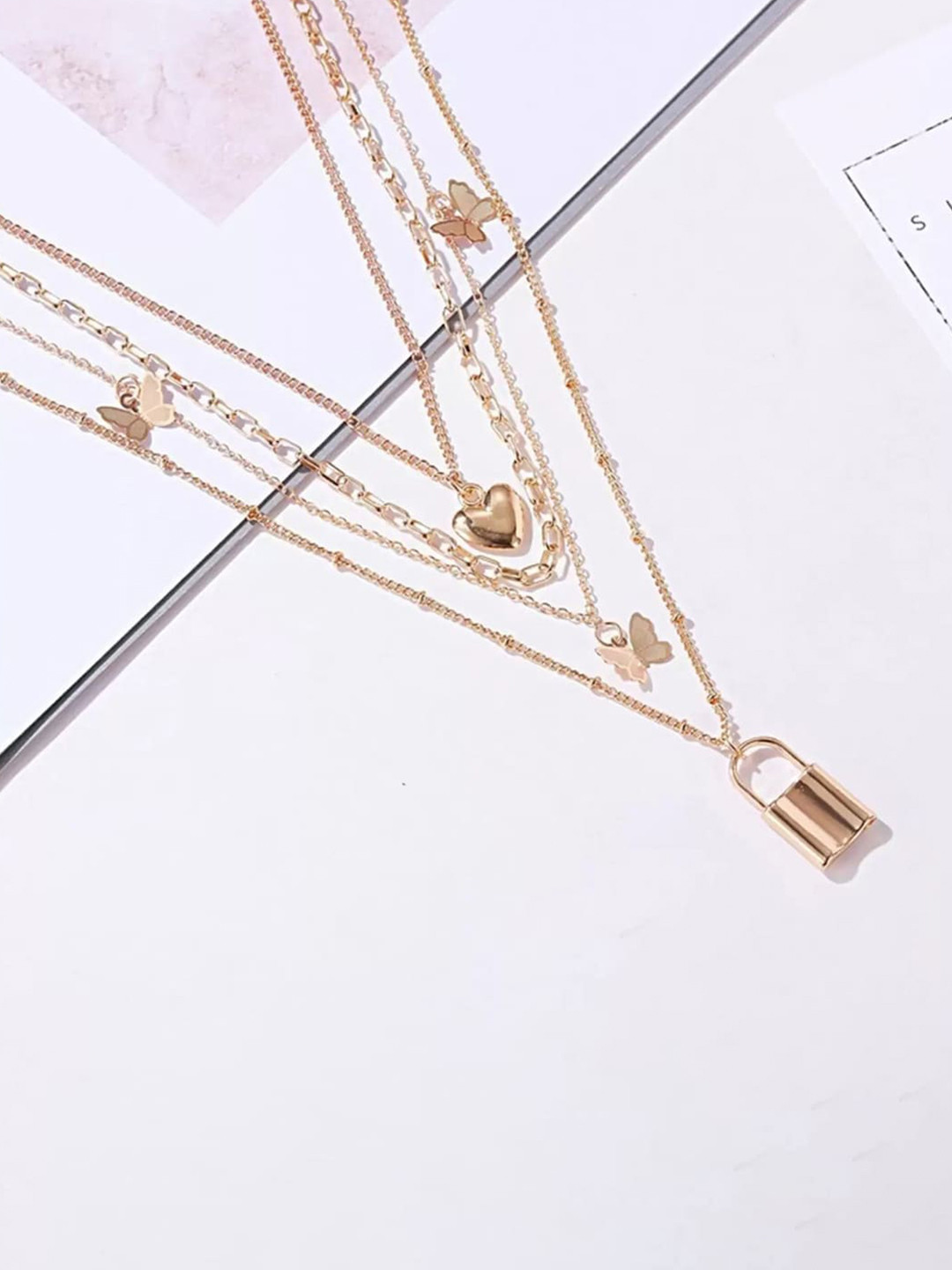 

Jewels Galaxy Brass Gold-Plated Layered Chain
