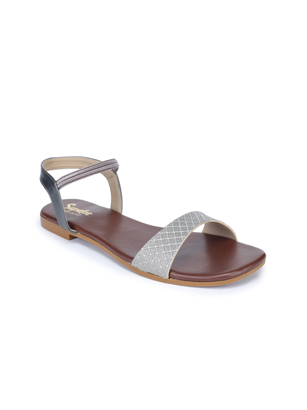 

SAPATOS Wiven Design Slip on Open Toe Flats, Silver