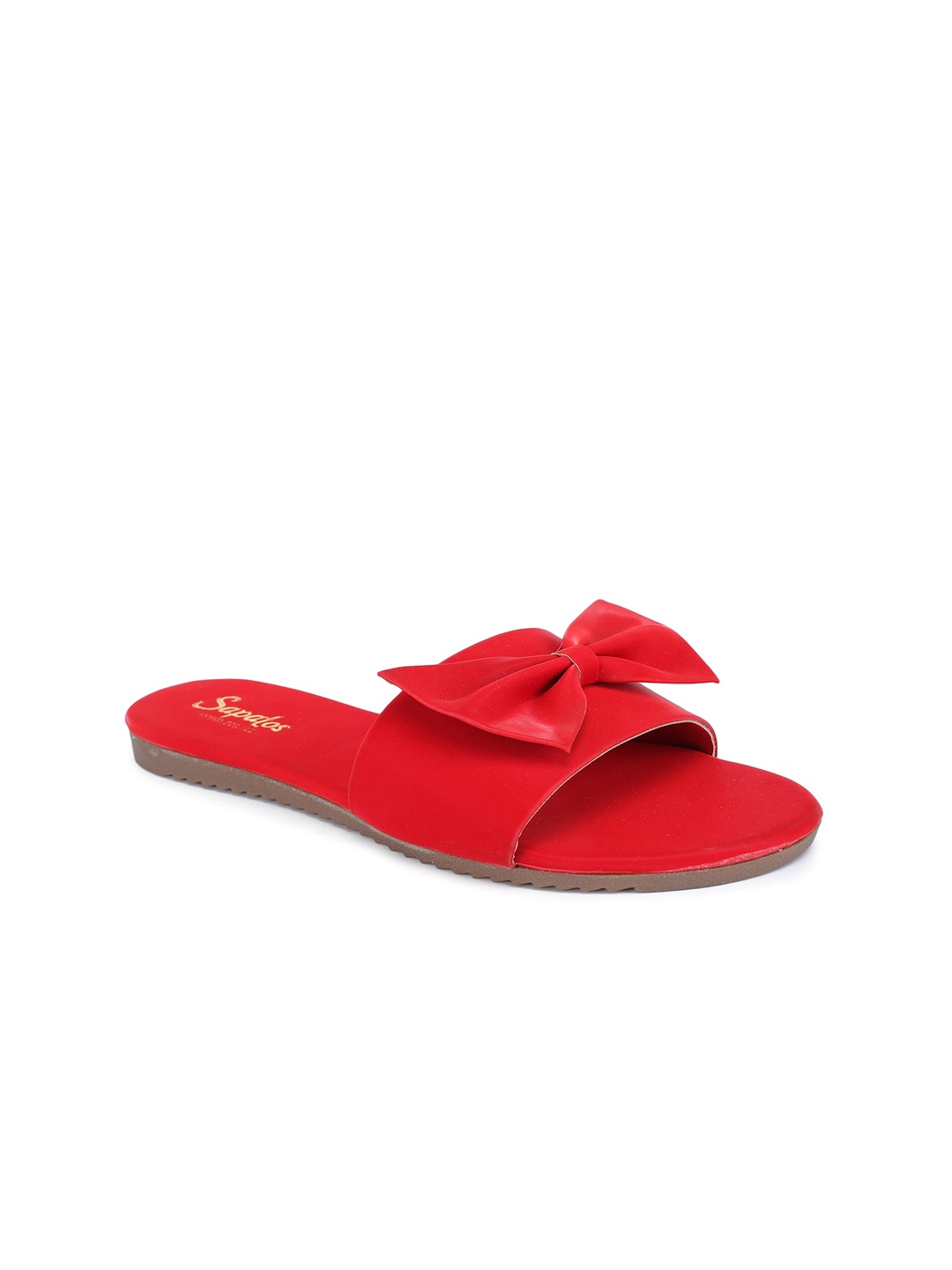 

SAPATOS Women Open Toe Flats with Bows, Red