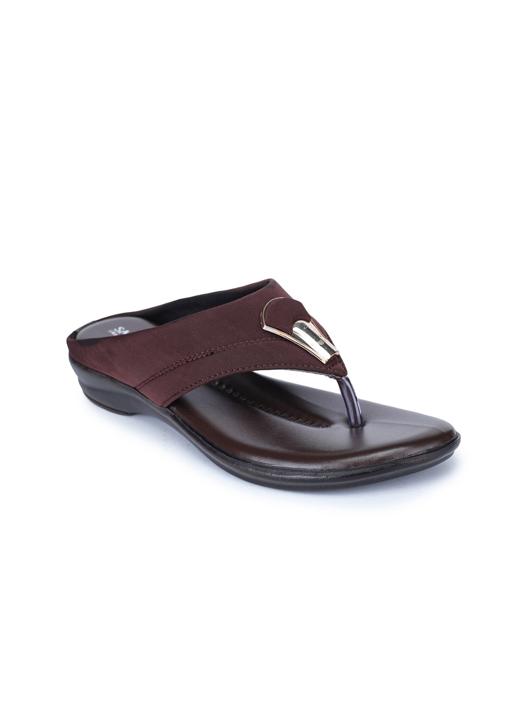 

SAPATOS Women Embellished T-Strap Flats, Brown