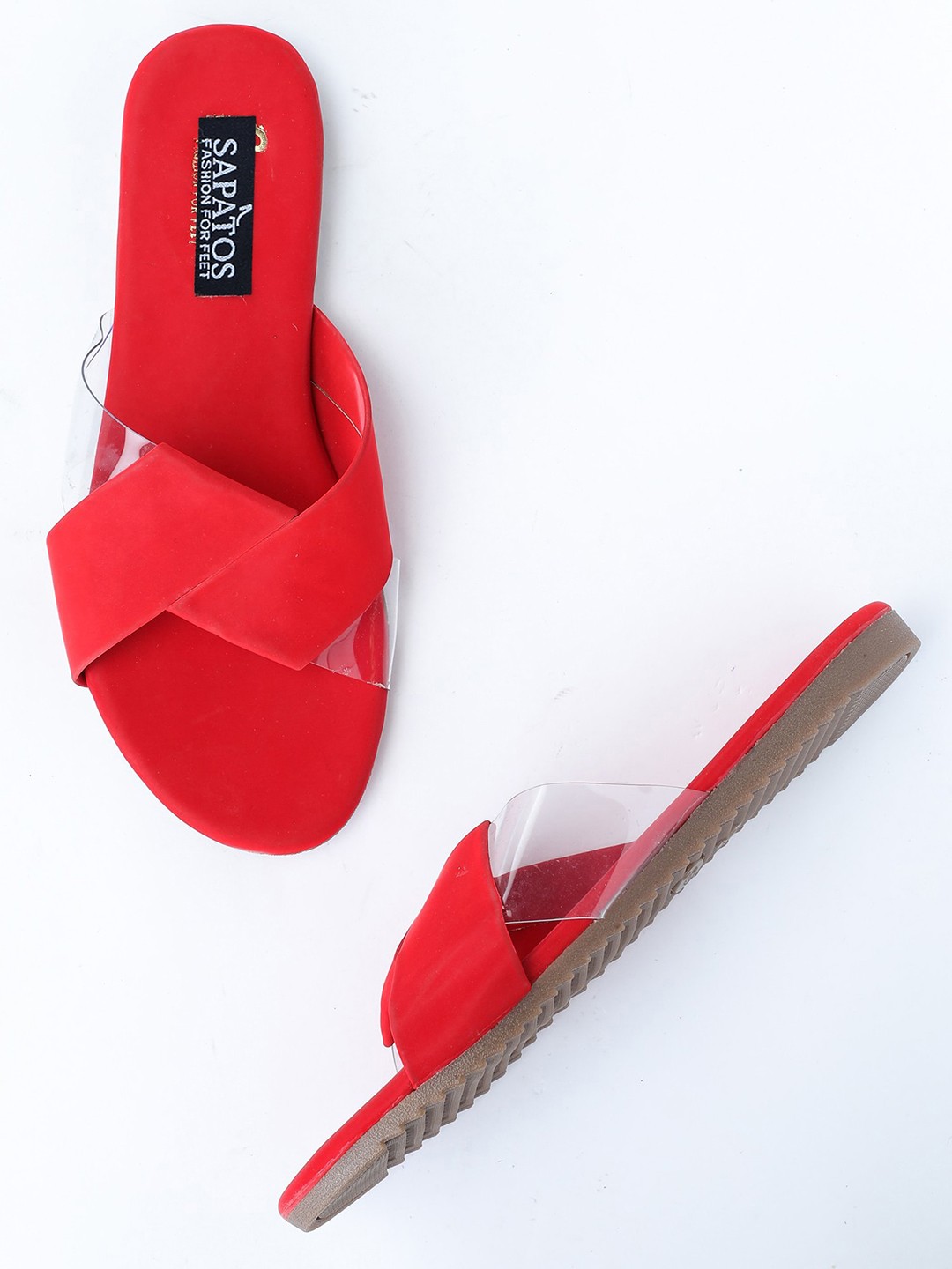 

SAPATOS Women Open Toe Flats, Red