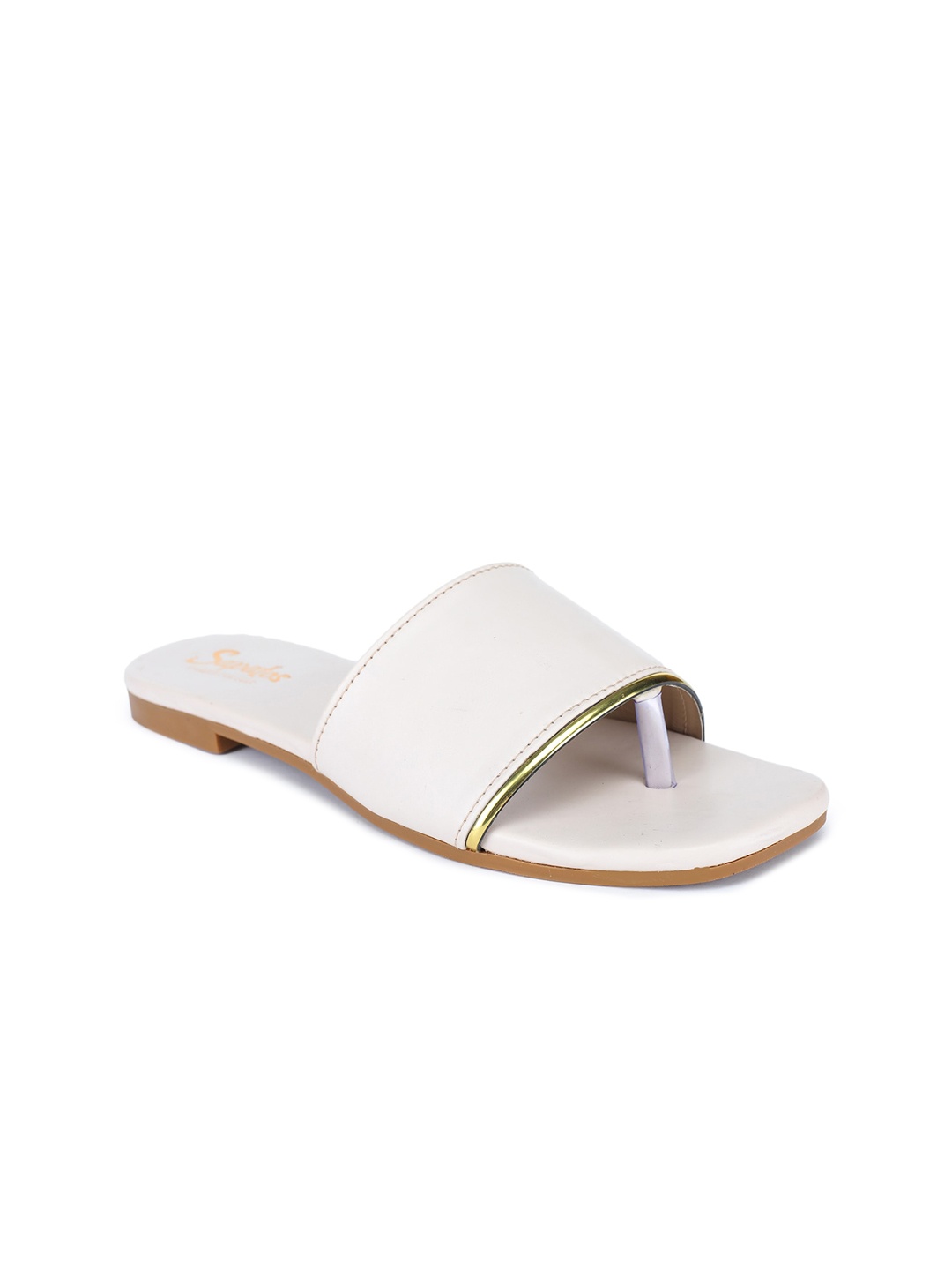 

SAPATOS No Backstrap Open Toe Flats, Cream