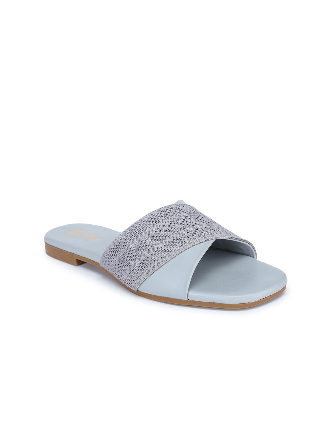 

SAPATOS Woven Design Open Toe Flats, Grey