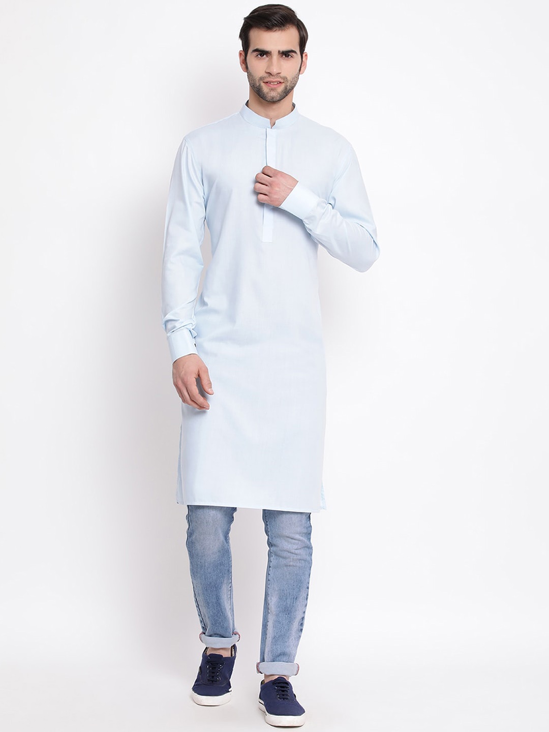 

VASTRAMAY Mandarin Collar Kurta, Blue