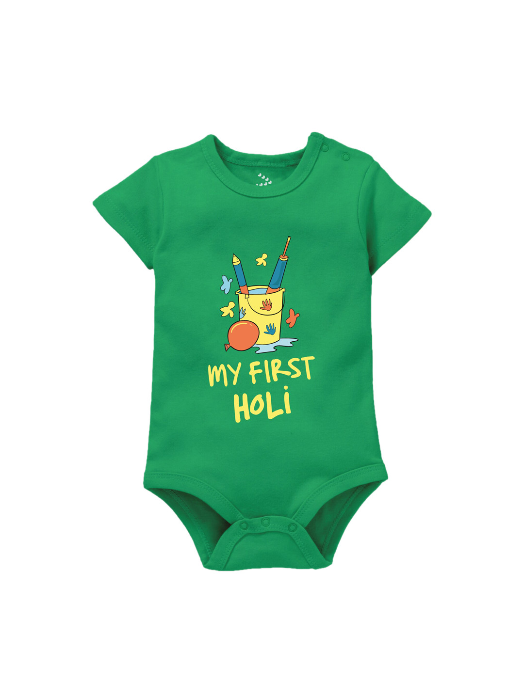 

Zeezeezoo Infants My First Holi Printed Pure Cotton Bodysuit, Green