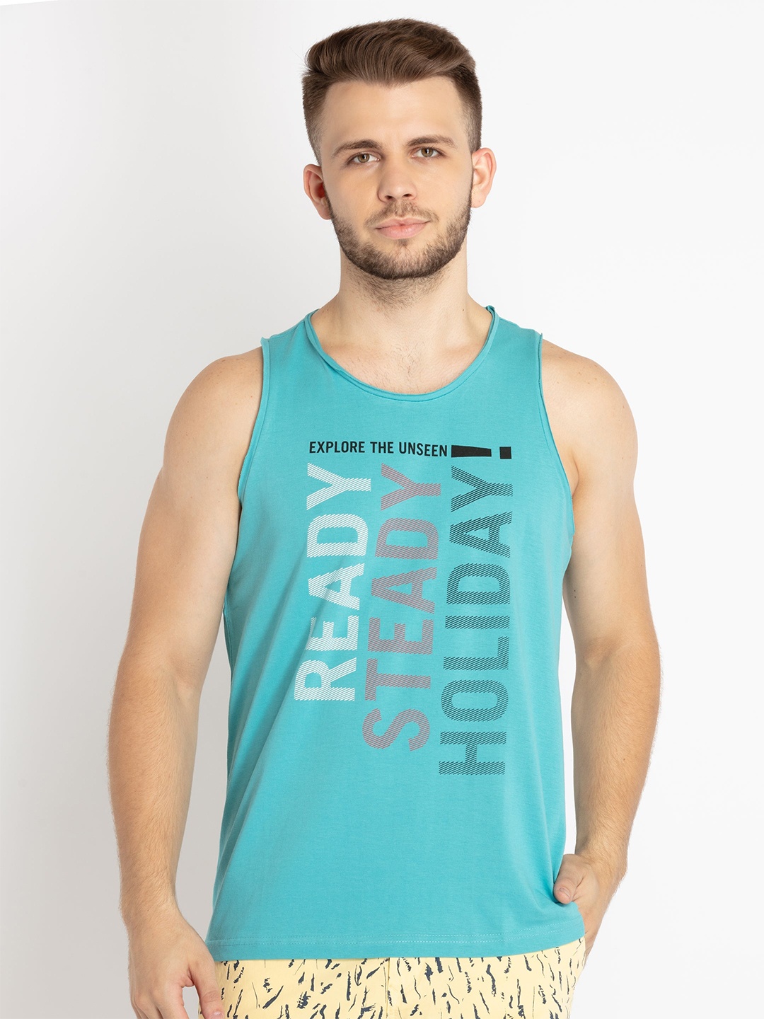 

Status Quo Typography Printed Cotton T-shirt, Blue