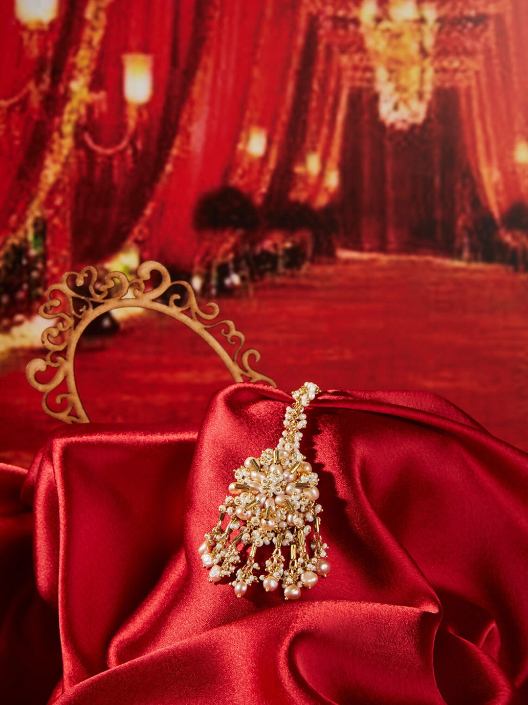 

D'oro Gold-Plated Studded & Beaded Maang Tikka