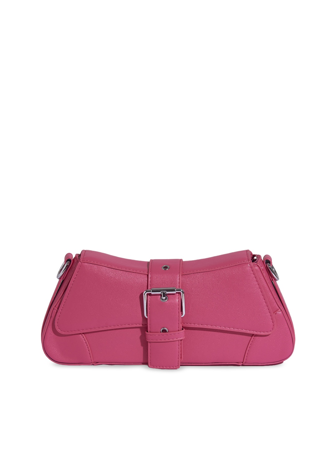 

THESTO Buckle Detail Structured Sling Bag, Pink