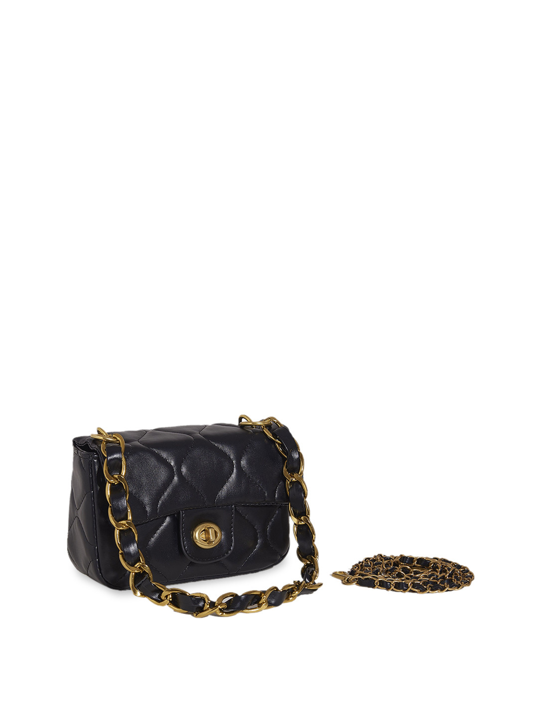 

THESTO Textured Structured Shoulder Bag With Quilted, Black