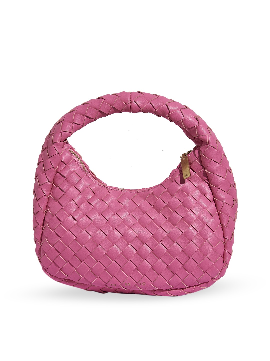 

THESTO Checked Textured Structured Handheld Bag, Pink