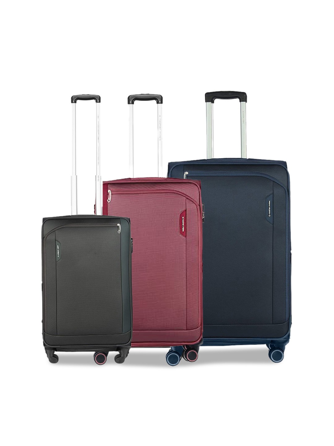 

Nasher Miles Set Of 3 Soft-Sided Trolley Suitcases, Grey
