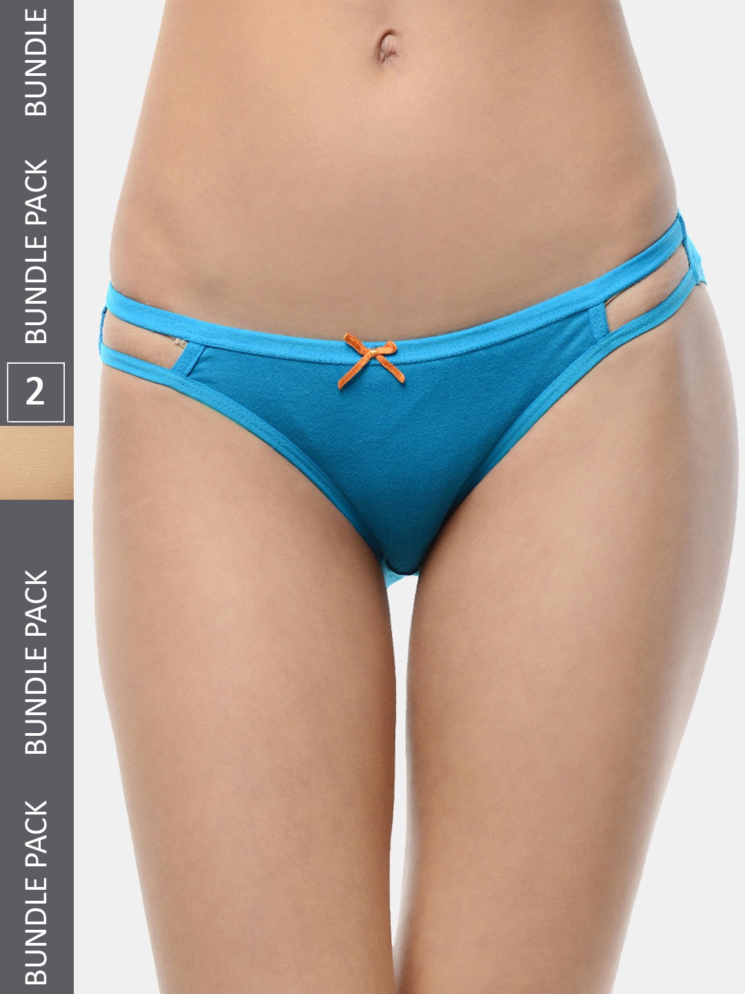 

DressBerry Women Pack Of 2 Breathable Low-Rise Bikini Briefs, Blue