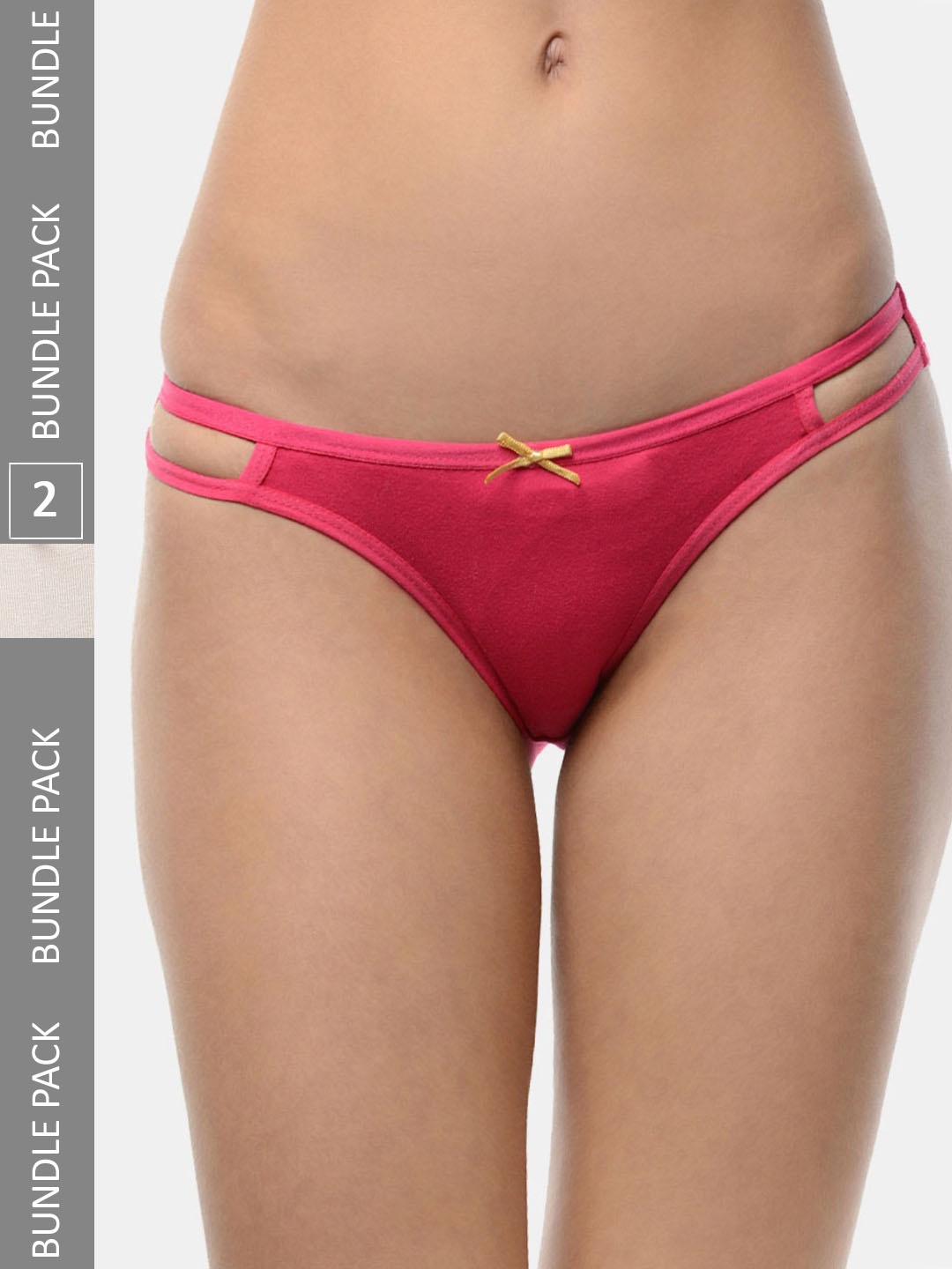 

DressBerry Women Pack Of 2 Solid Low Rise Bikini Briefs, Magenta